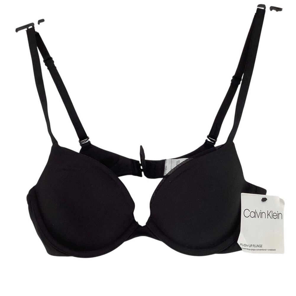 Calvin Klein Women's 34A Black Constant Push Up Plunge Bra Lingerie Sexy E4-3